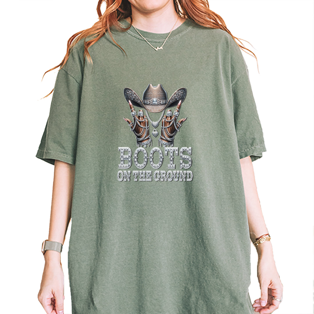 Boots On The Ground Bling Vintage Soft Unisex T-shirt Moss