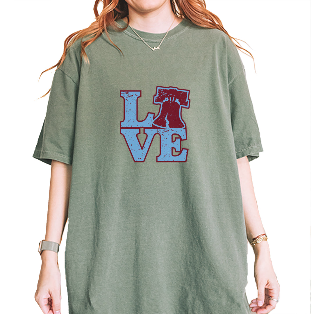 Love Philly Liberty Bell Vintage Soft Unisex T-shirt Moss