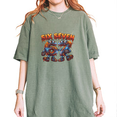 67 Lava Lightning Six Seven Meme Vintage Soft Unisex T-shirt Moss