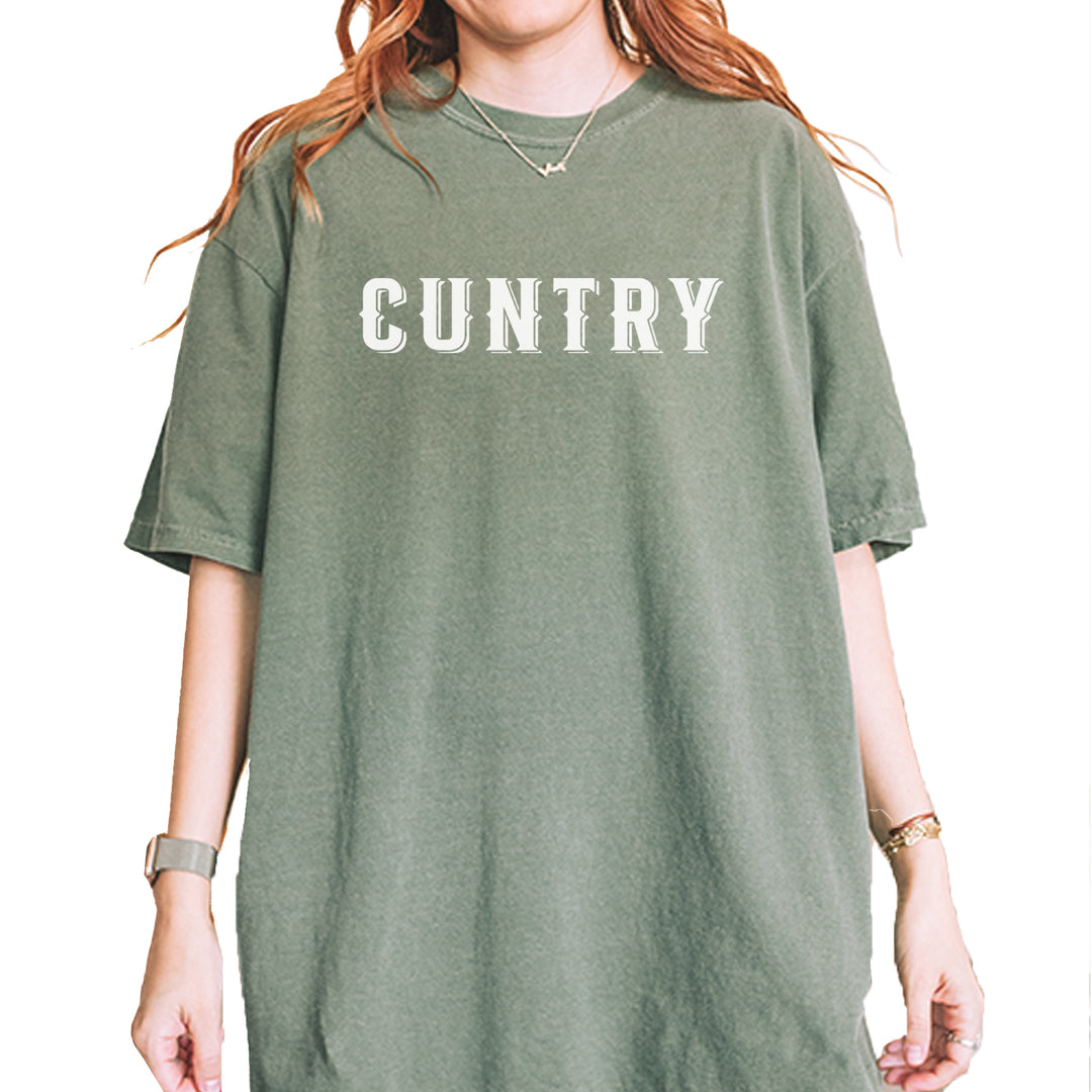 Cuntry Been Country Cowboy graphic on Garment-Dyed Heavyweight Unisex T-Shirt in Moss
