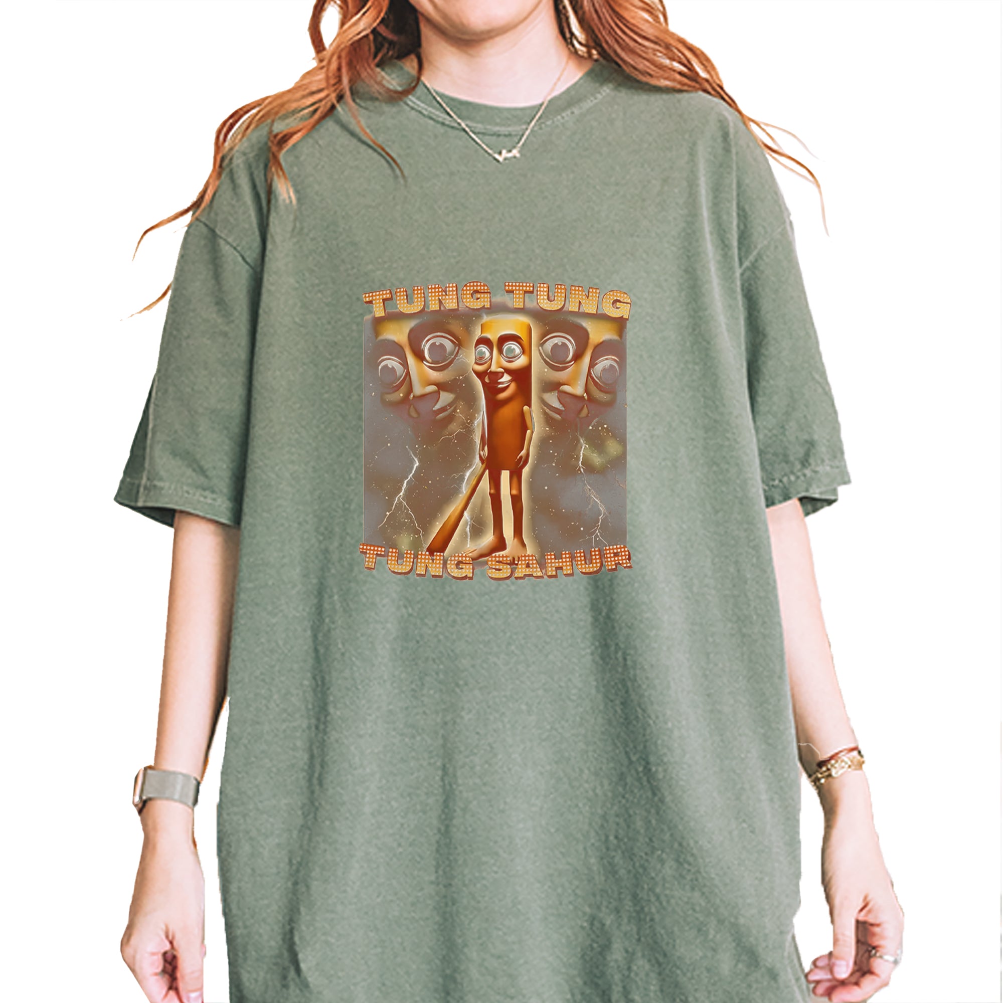 Tung Tung Tung Sahur Enforcer Vintage Soft Unisex T-shirt Moss