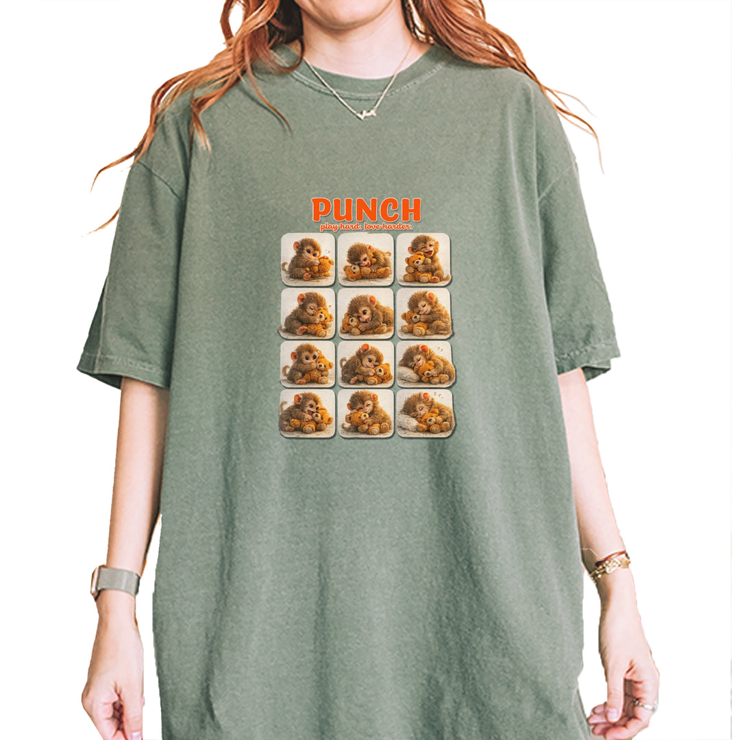 Punch Play Hard Love Harder Vintage Soft Unisex T-shirt Moss