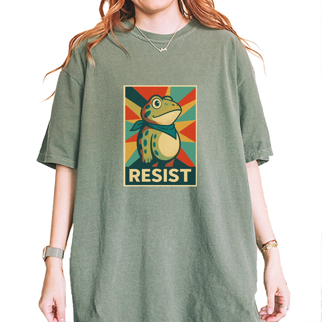 Resist Portland Protest Frog Vintage Soft Unisex T-shirt Moss
