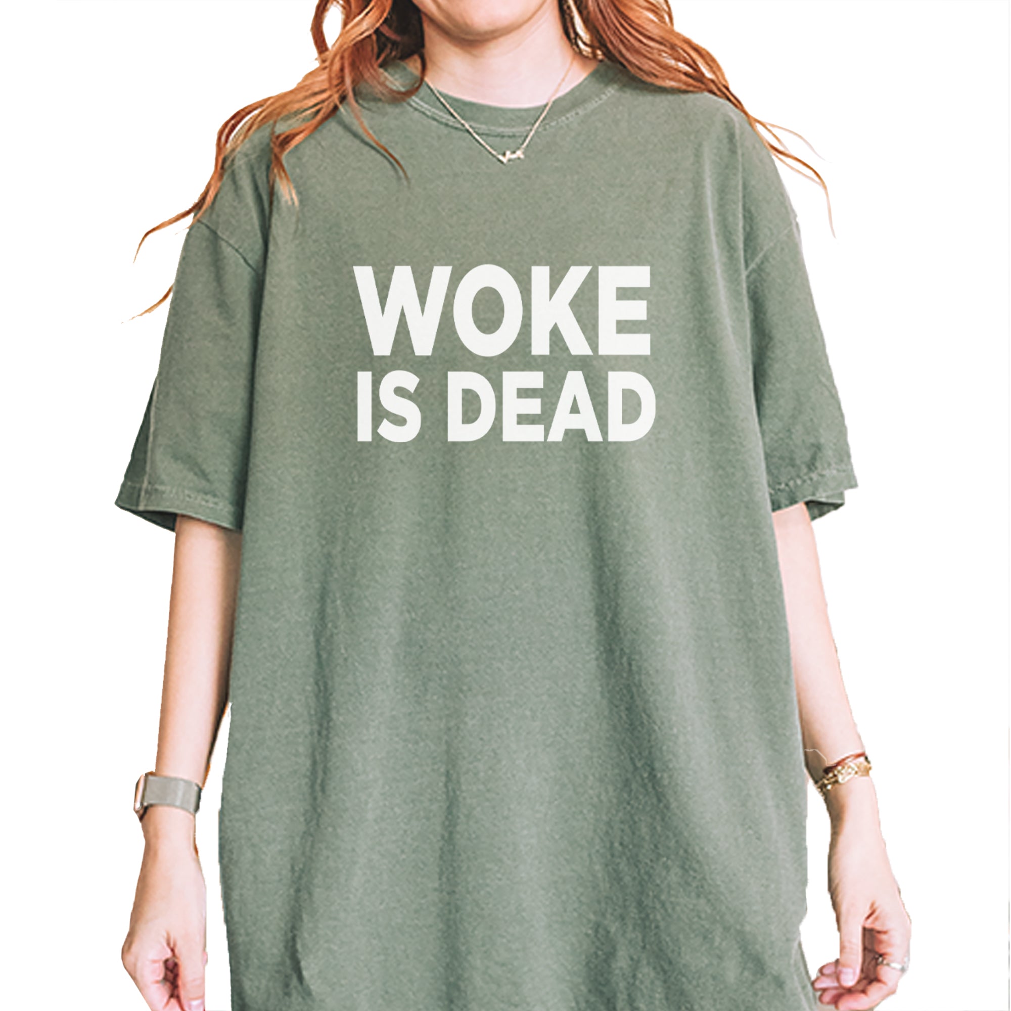 Woke Is Dead Satire Vintage Soft Unisex T-shirt Moss