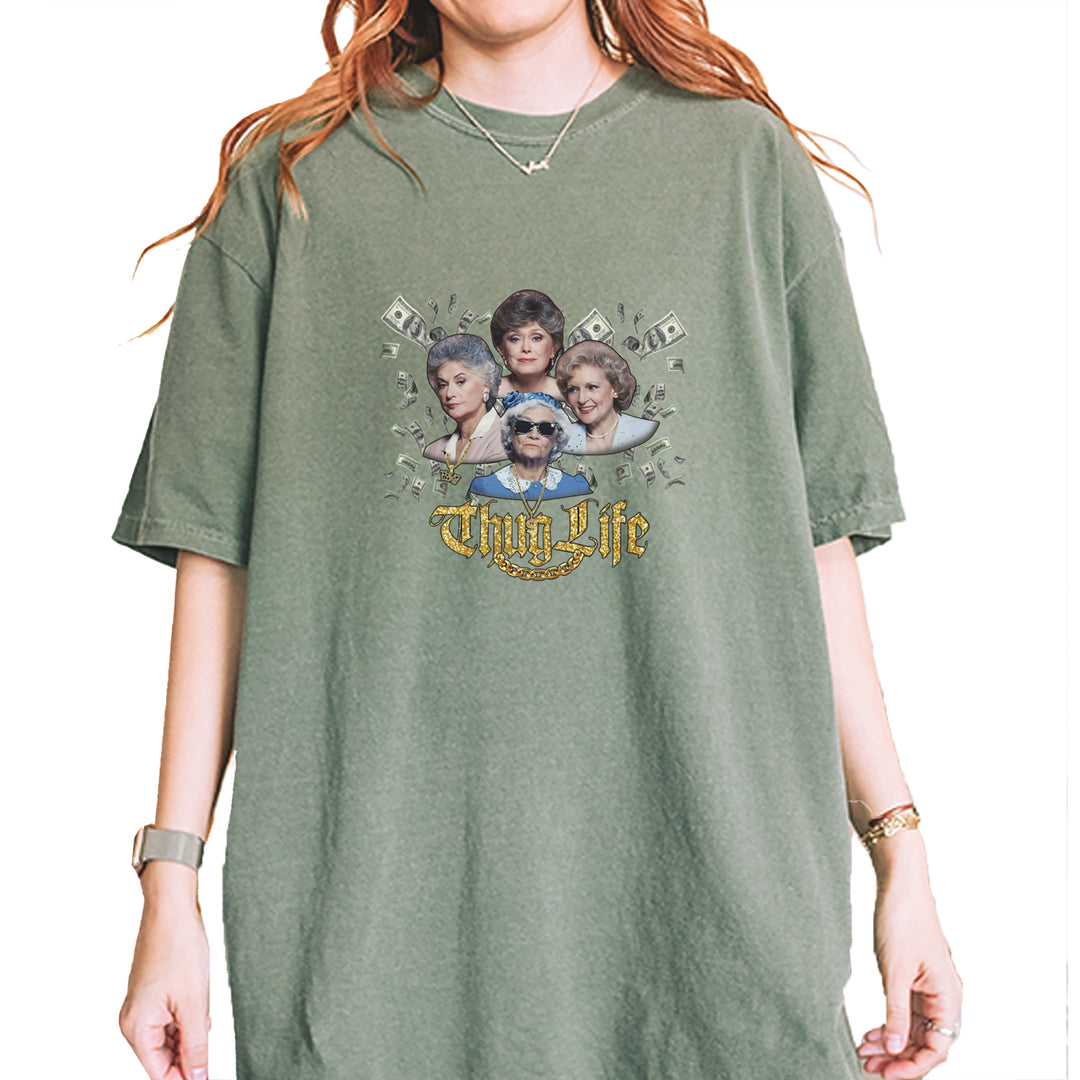 Golden Chain Thug Life Girls Vintage Soft Unisex T-shirt Moss