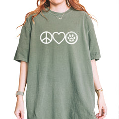 Peace, Love and TLC Dog Rescue Vintage Soft Unisex T-shirt Moss