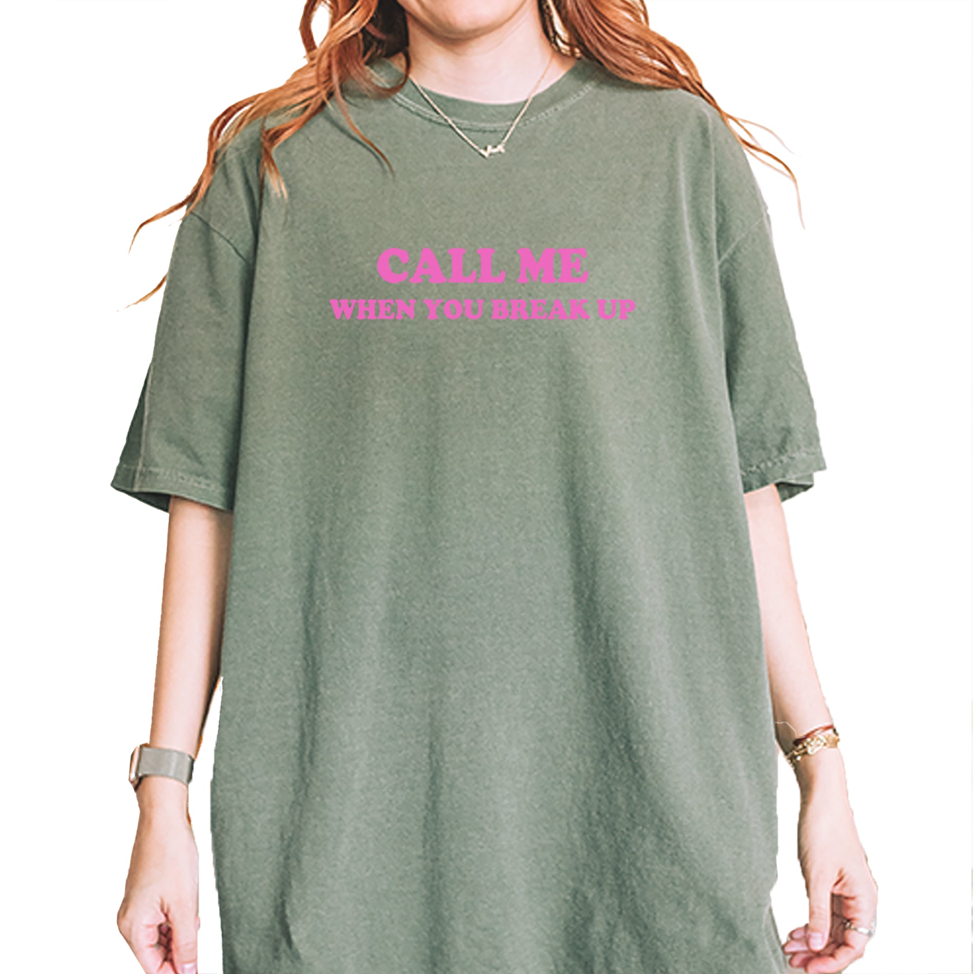 Call ME When You Break Up Vintage Soft Unisex T-shirt Moss