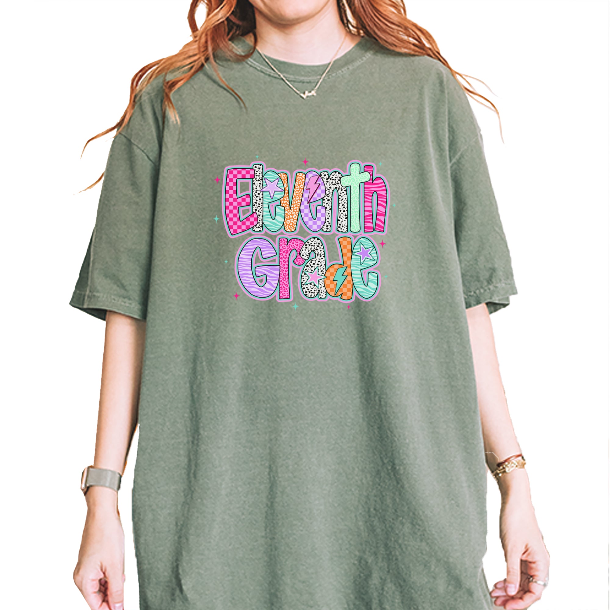 Eleventh Grade Extra Colorful Back to School Vintage Soft Unisex T-shirt Moss