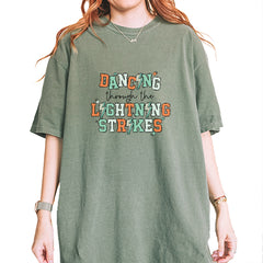 Dancing Through The Lightning Strikes Vintage Soft Unisex T-shirt Moss