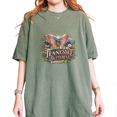 Forever Our Tennessee Butterfly Dolly Vintage Soft Unisex T-shirt Moss