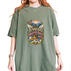 Tennessee Mountain Angel Wings Dolly Vintage Soft Unisex T-shirt Moss