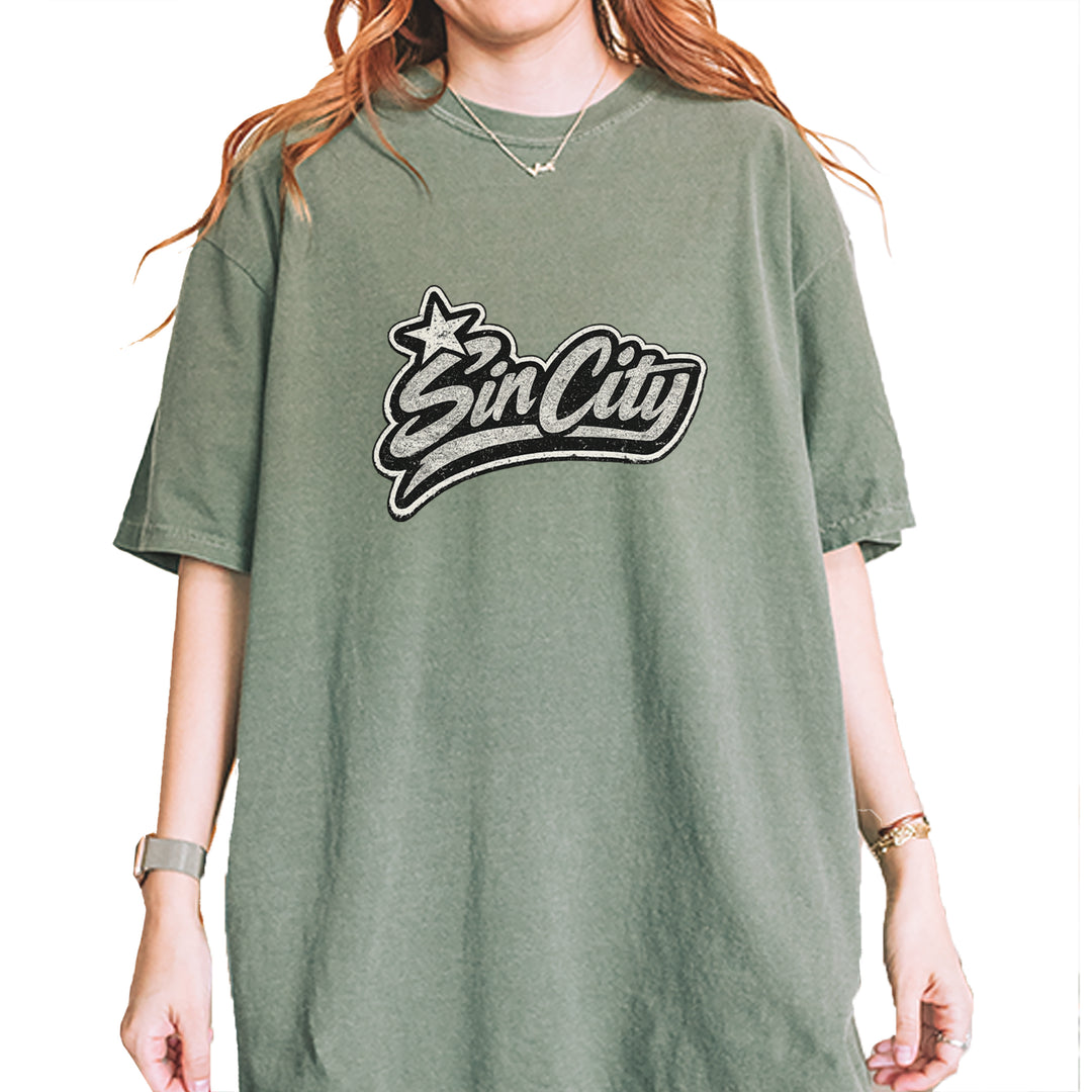 Sin City Vegas Retro Vintage Vintage Soft Unisex T-shirt Moss