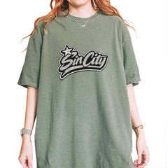 Sin City Vegas Retro Vintage Vintage Soft Unisex T-shirt Moss