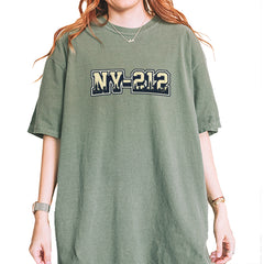 New York City 212 Area Code Skyline  Vintage Soft Unisex T-shirt Moss