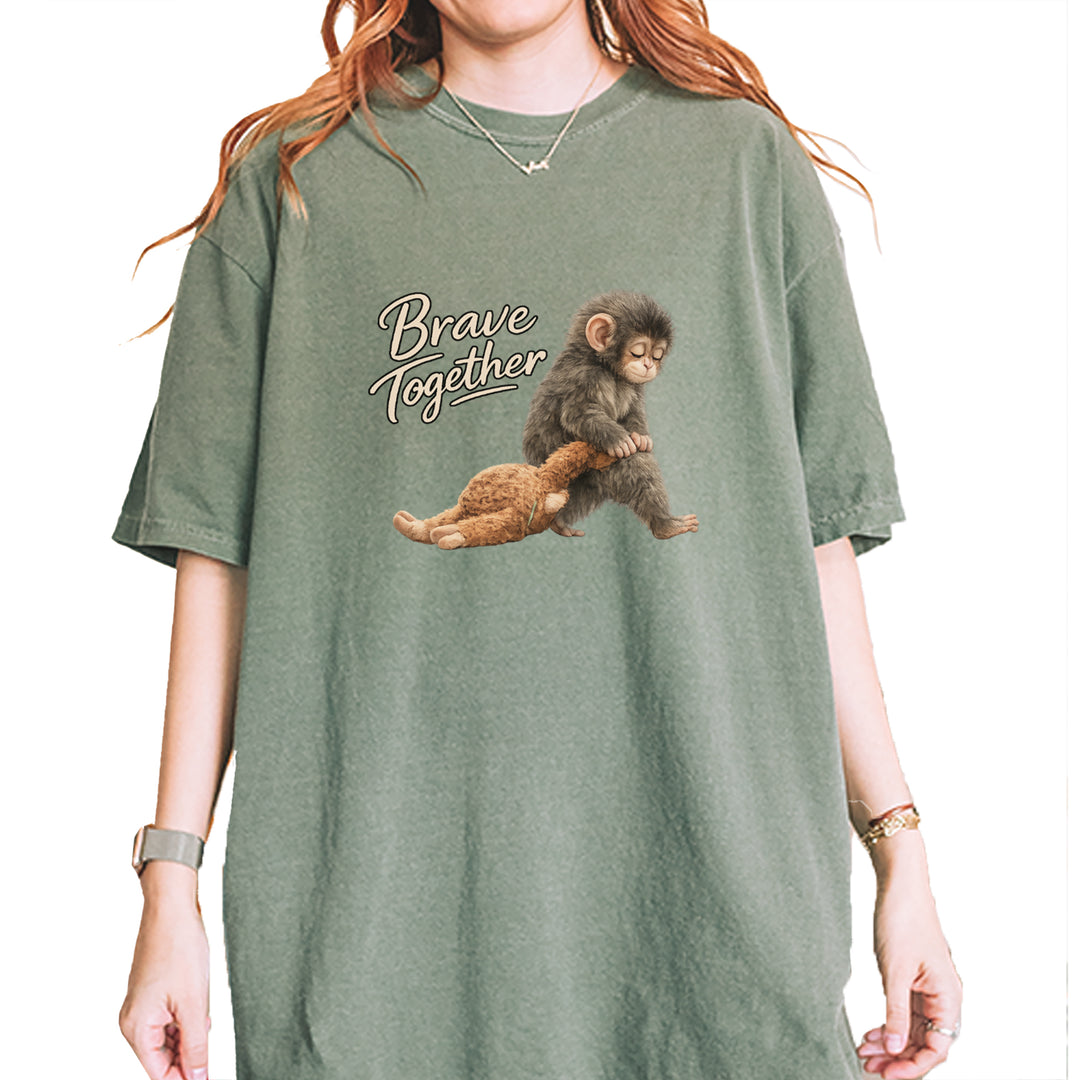 Punch Brave Together Stuffed Animal Vintage Soft Unisex T-shirt Moss