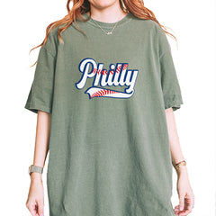 Philly Baseball Stitching Vintage Soft Unisex T-shirt Moss