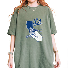 Los Angeles Baseball Batter Up Vintage Soft Unisex T-shirt Moss