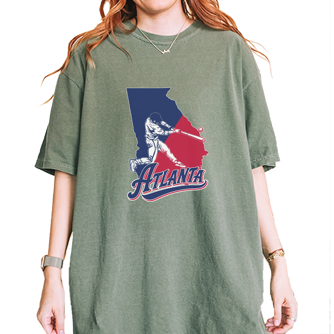 Atlanta Georgia Batter Up Vintage Soft Unisex T-shirt Moss