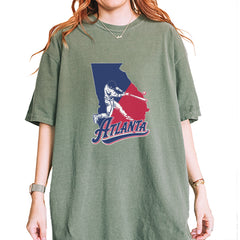 Atlanta Georgia Batter Up Vintage Soft Unisex T-shirt Moss