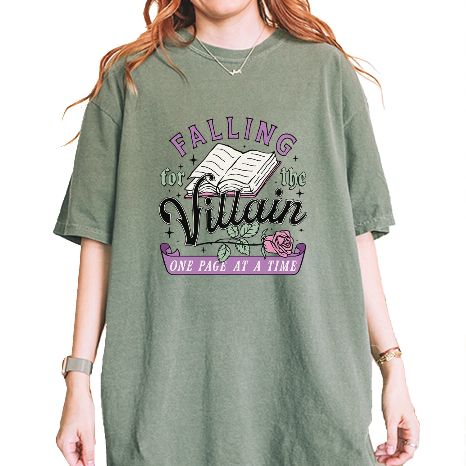 Falling For The Villain One Page At A Time Vintage Soft Unisex T-shirt Moss