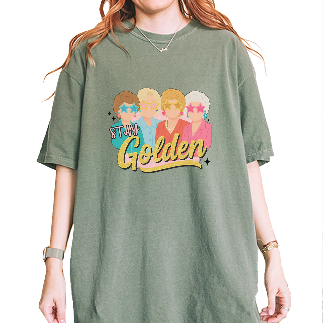 Stay Golden Girls Retro Vintage Soft Unisex T-shirt Moss