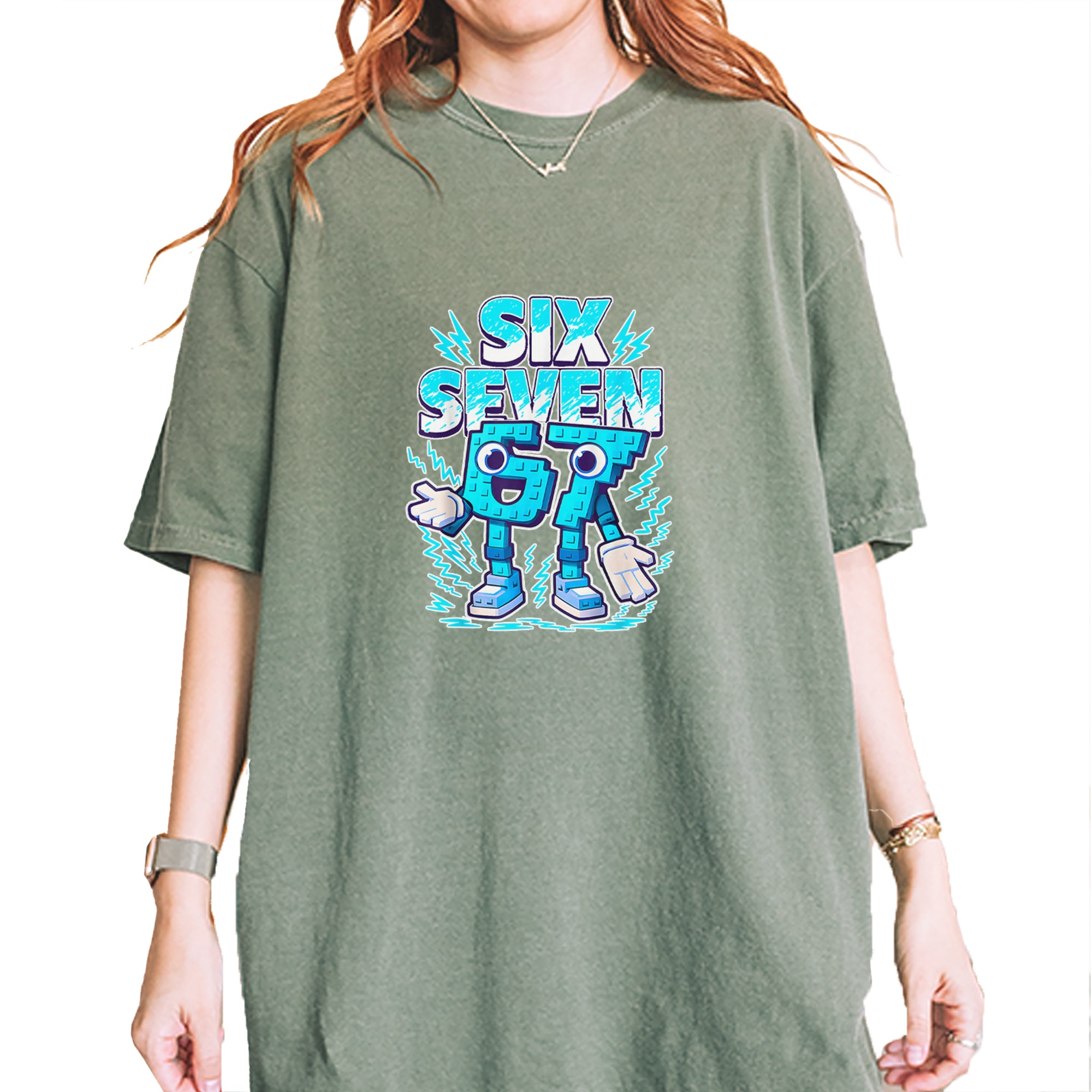 67 Brainrot Meme Slang Vintage Soft Unisex T-shirt Moss