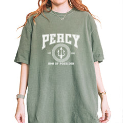 Percy Son Of Poseidon Sea God Vintage Soft Unisex T-shirt Moss