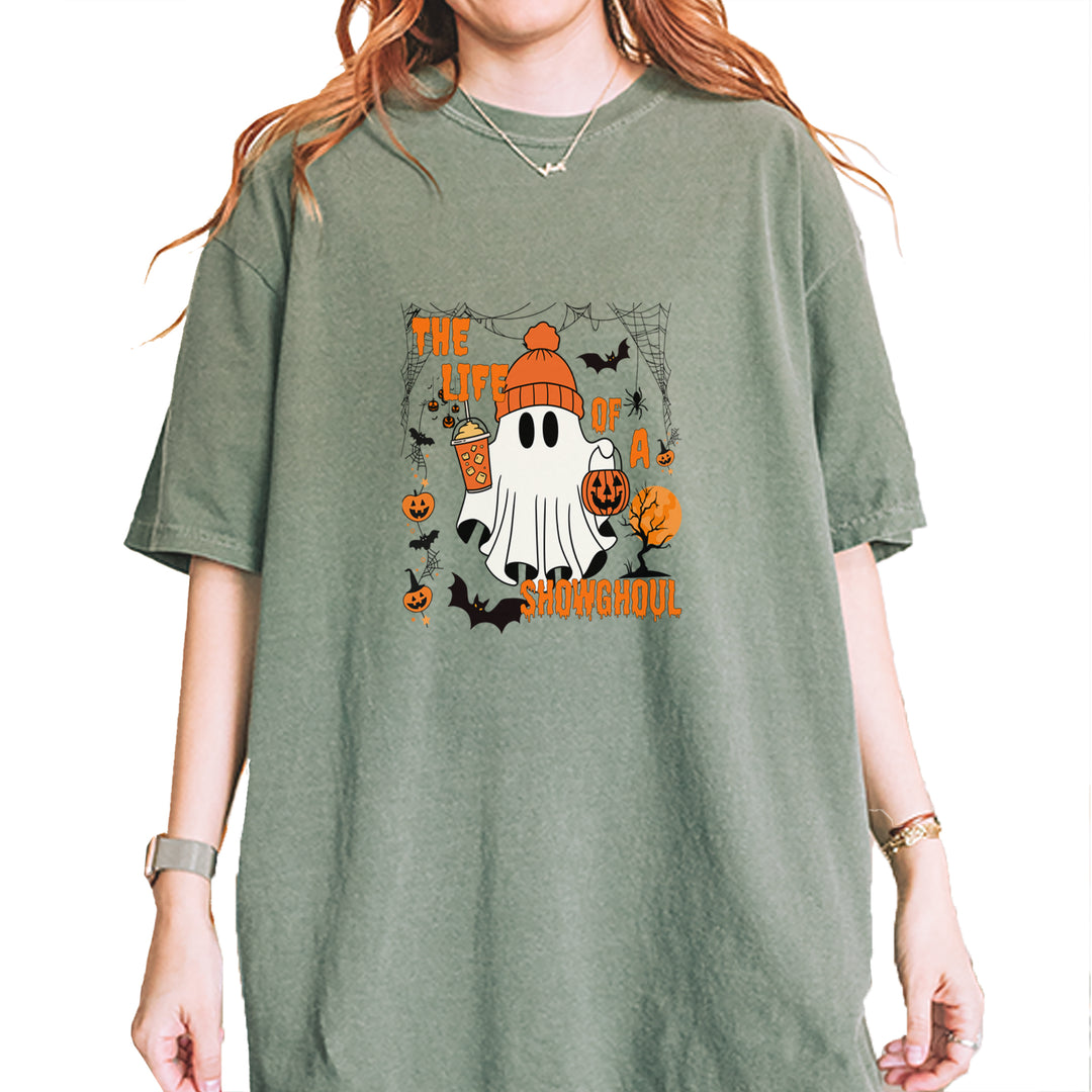 Life of a Showghoul Halloween Showgirl Vibes Vintage Soft Unisex T-shirt Moss