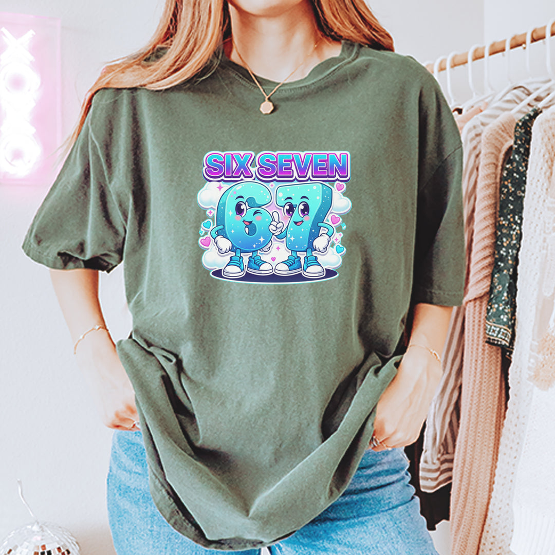 67 Six Seven Meme Kawaii Cloud Vintage Soft Unisex T-shirt 