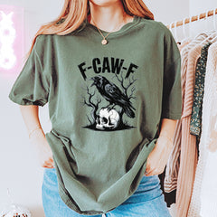 F-Caw-F Crow On Skull F-ck Off Gothic Vintage Soft Unisex T-shirt 