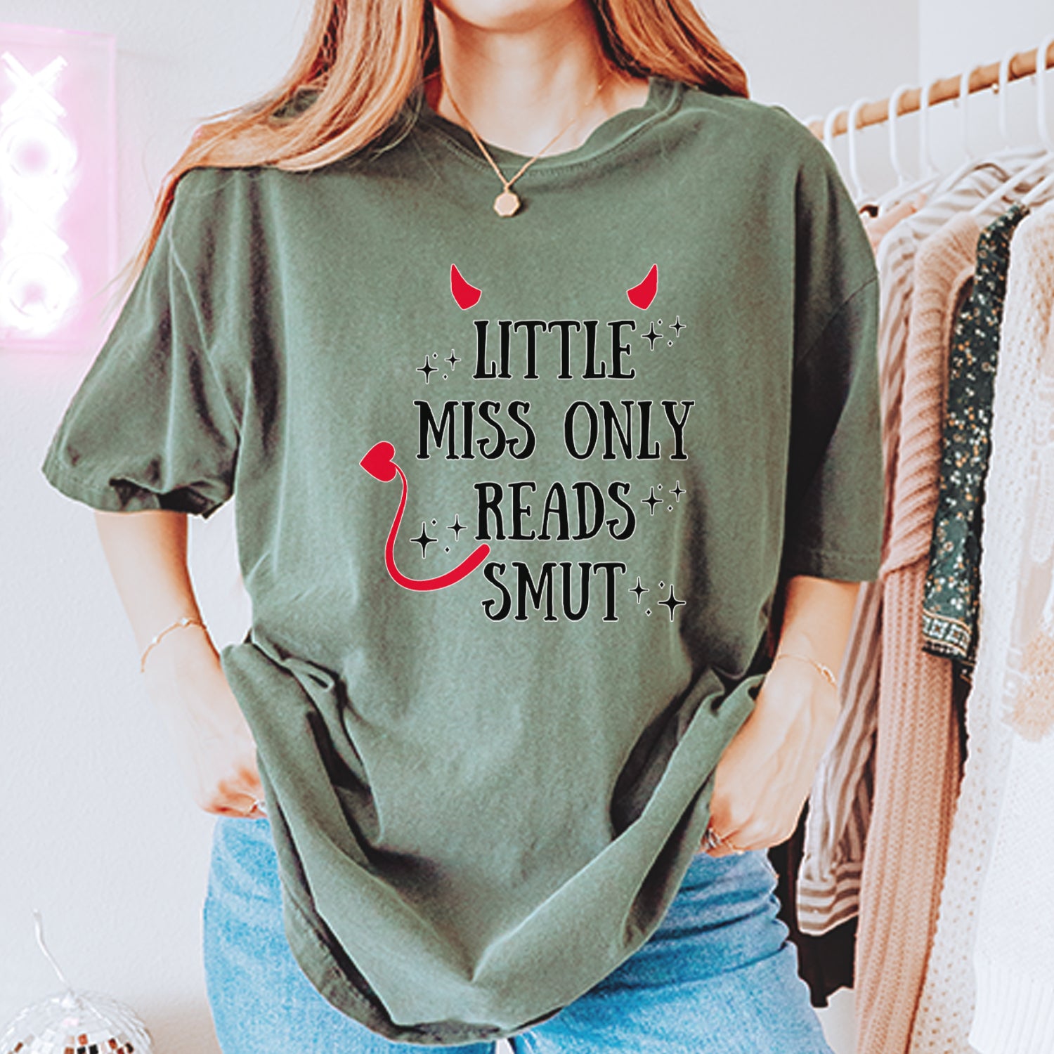 Little Miss Only Reads Smut Devilish Vintage Soft Unisex T-shirt 