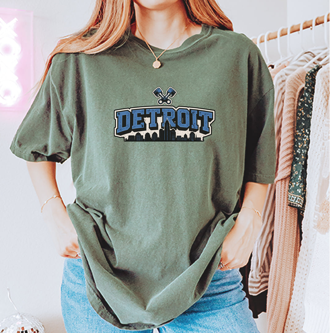 Detroit Motor City Retro Piston Vintage Soft Unisex T-shirt 