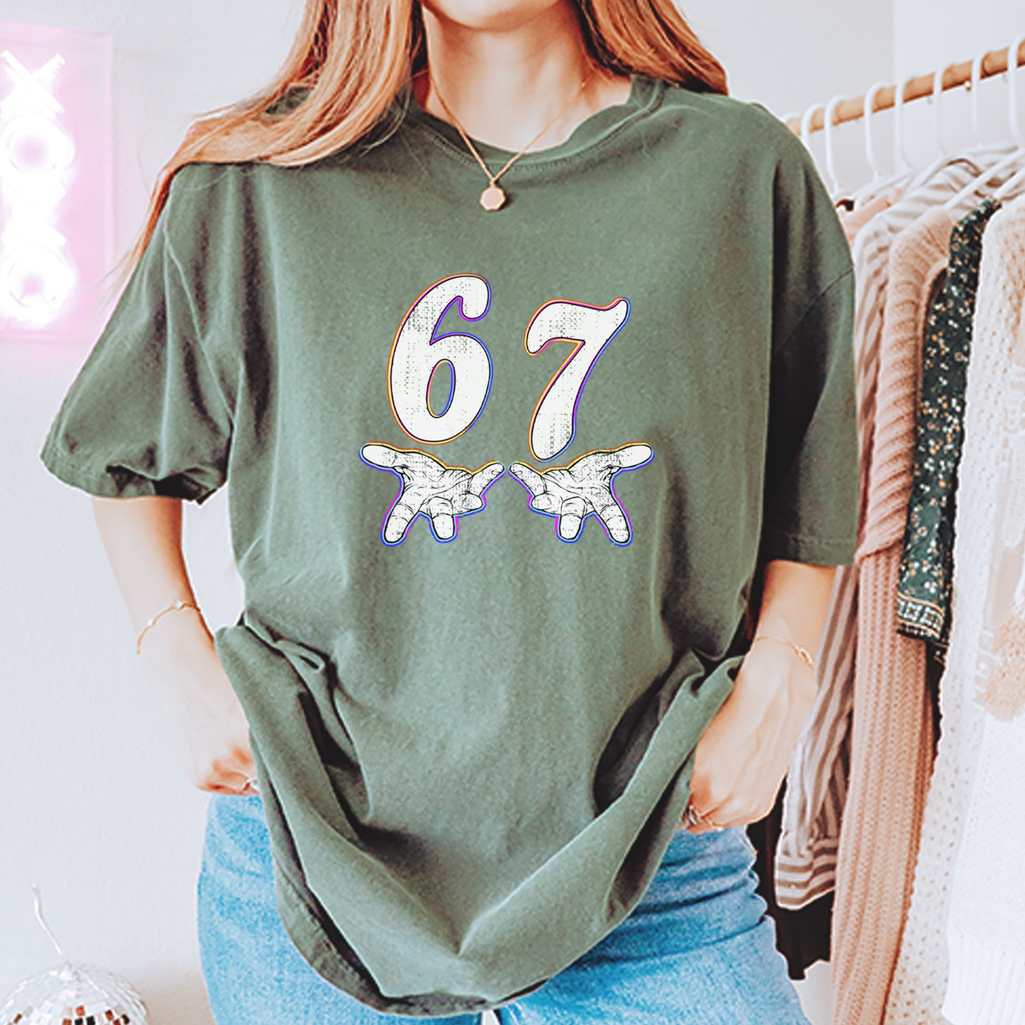 67 Hands Meme Viral Drill Vintage Soft Unisex T-shirt 