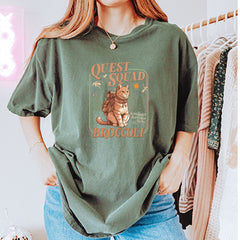 Quest Squad Broccoli Cat Fantasy Reader  Vintage Soft Unisex T-shirt 