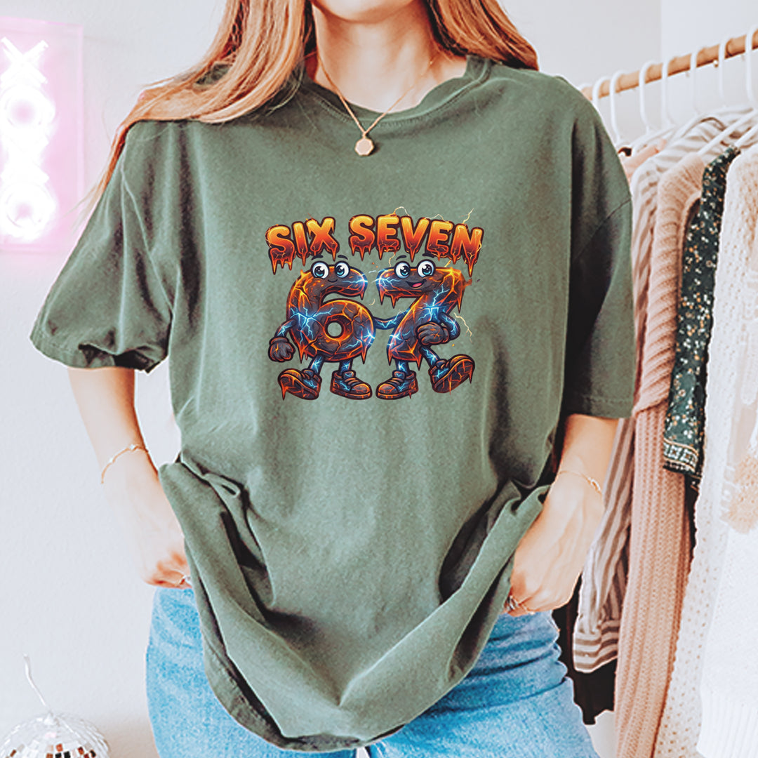 67 Lava Lightning Six Seven Meme Vintage Soft Unisex T-shirt 