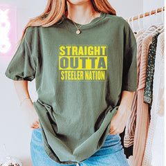 Straight Outta Steeler Nation Football graphic on Garment-Dyed Heavyweight Unisex T-Shirt alternate view 26
