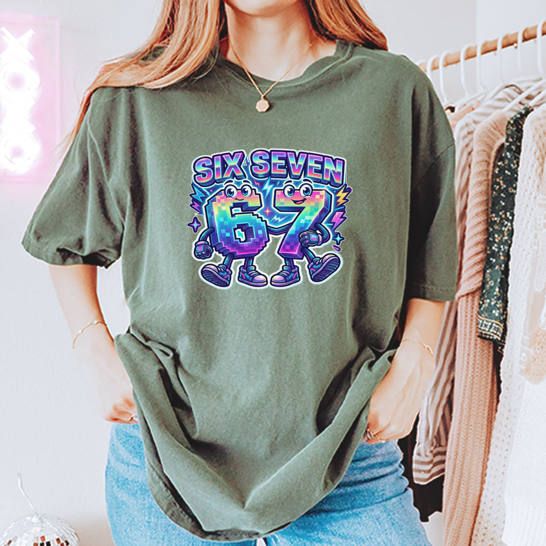 Six Seven 67 Retro Pixel Buddies Vintage Soft Unisex T-shirt 