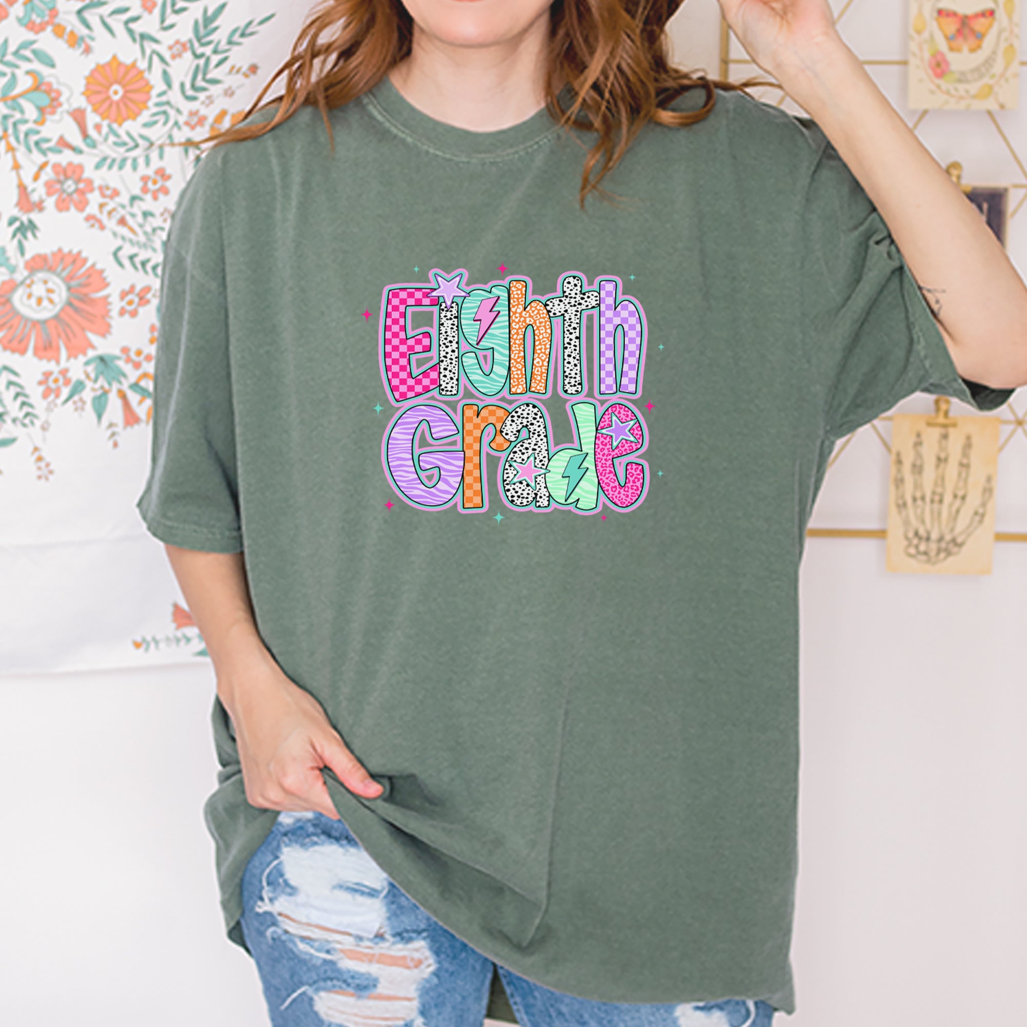 Eighth Grade Energy Colorful Back to School Vintage Soft Unisex T-shirt 