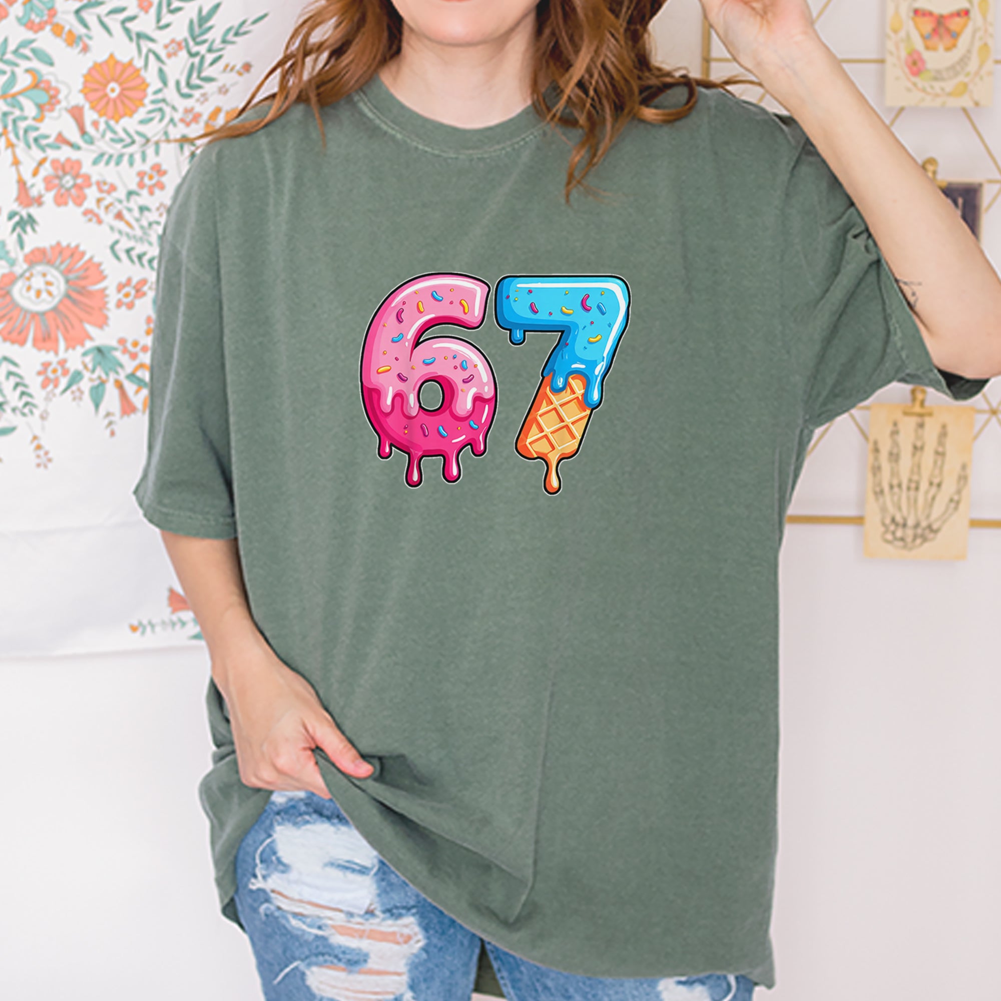 67 Dripping Ice Cream Donut Melt Vintage Soft Unisex T-shirt 