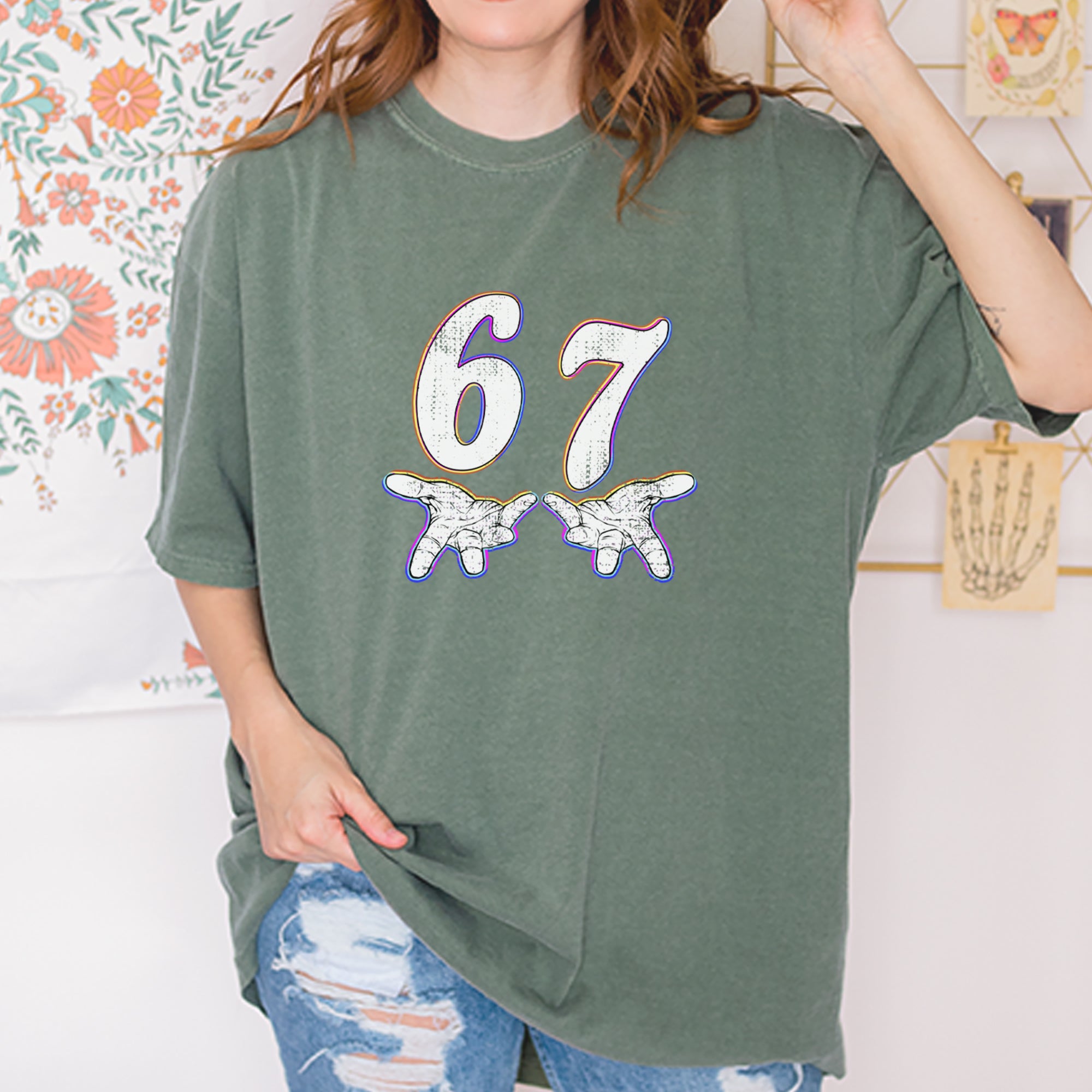 67 Hands Meme Viral Drill Vintage Soft Unisex T-shirt 