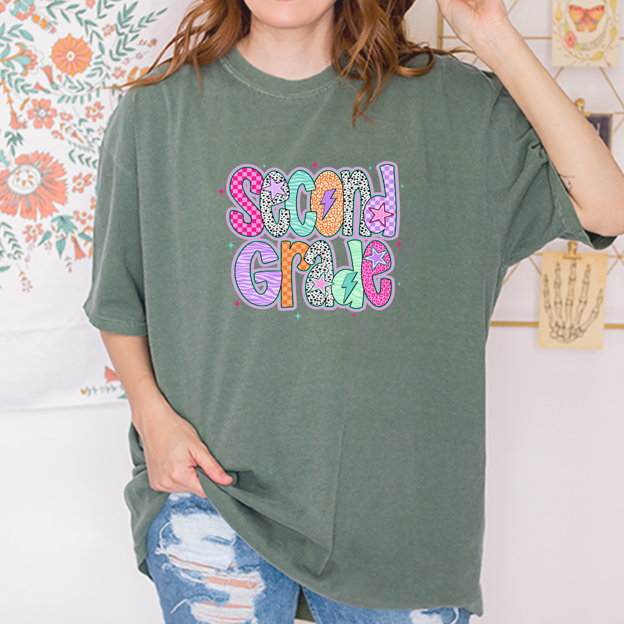 Second Grade Star Colorful Back to School Vintage Soft Unisex T-shirt 