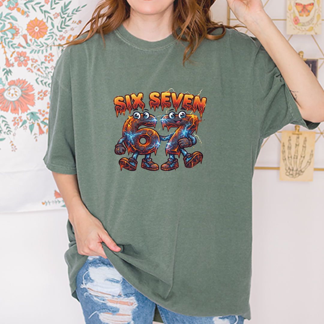67 Lava Lightning Six Seven Meme Vintage Soft Unisex T-shirt 