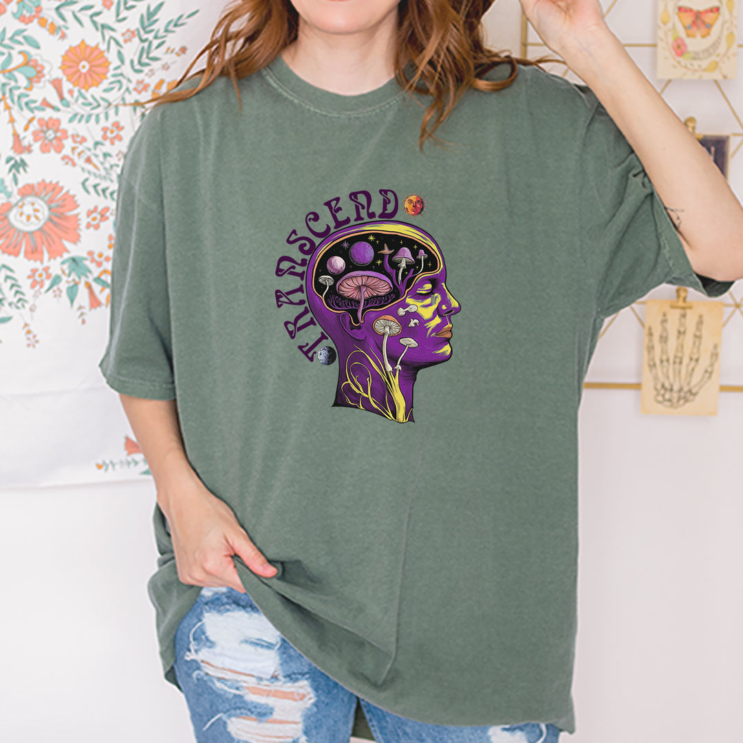 Psychedelic Cosmic Mushroom Head Vintage Soft Unisex T-shirt 