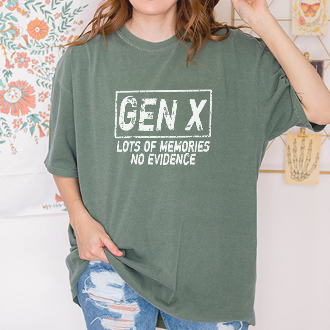 Gen X Lots of Memories No Evidence Nostalgia Vintage Soft Unisex T-shirt 