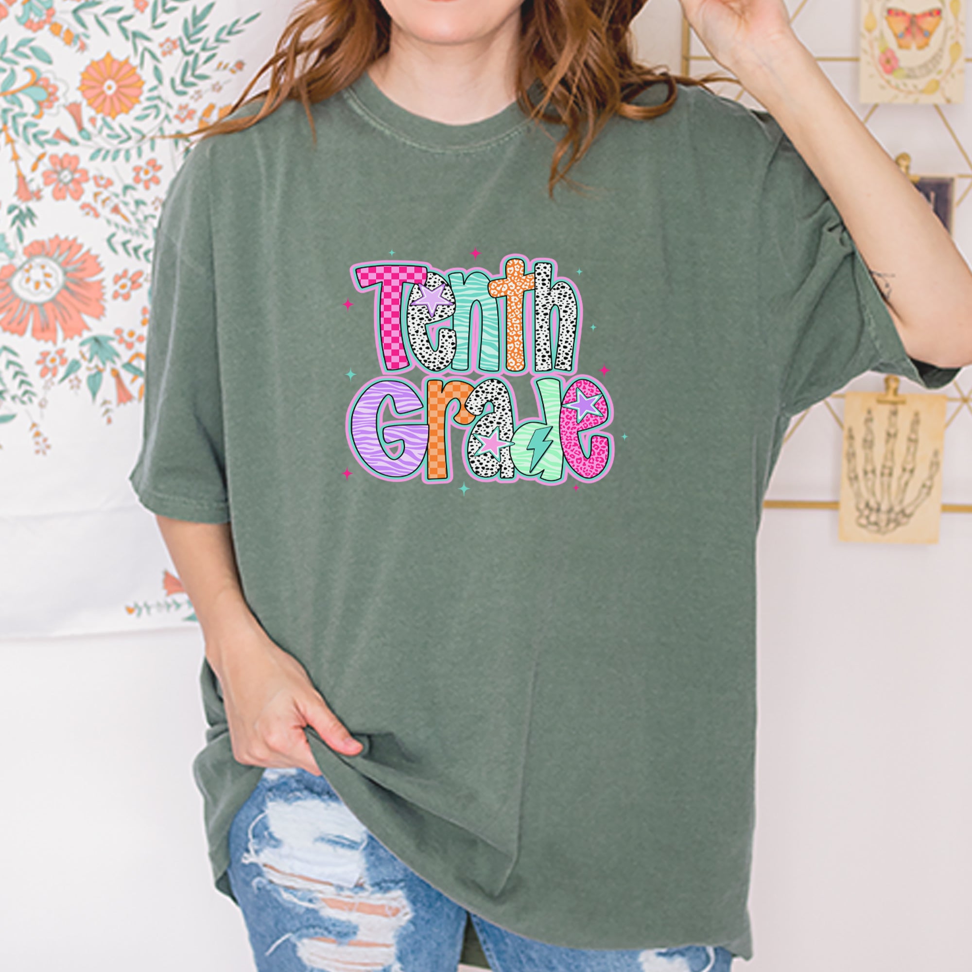 Tenth Grade Trendsetter Colorful Back to School Vintage Soft Unisex T-shirt 