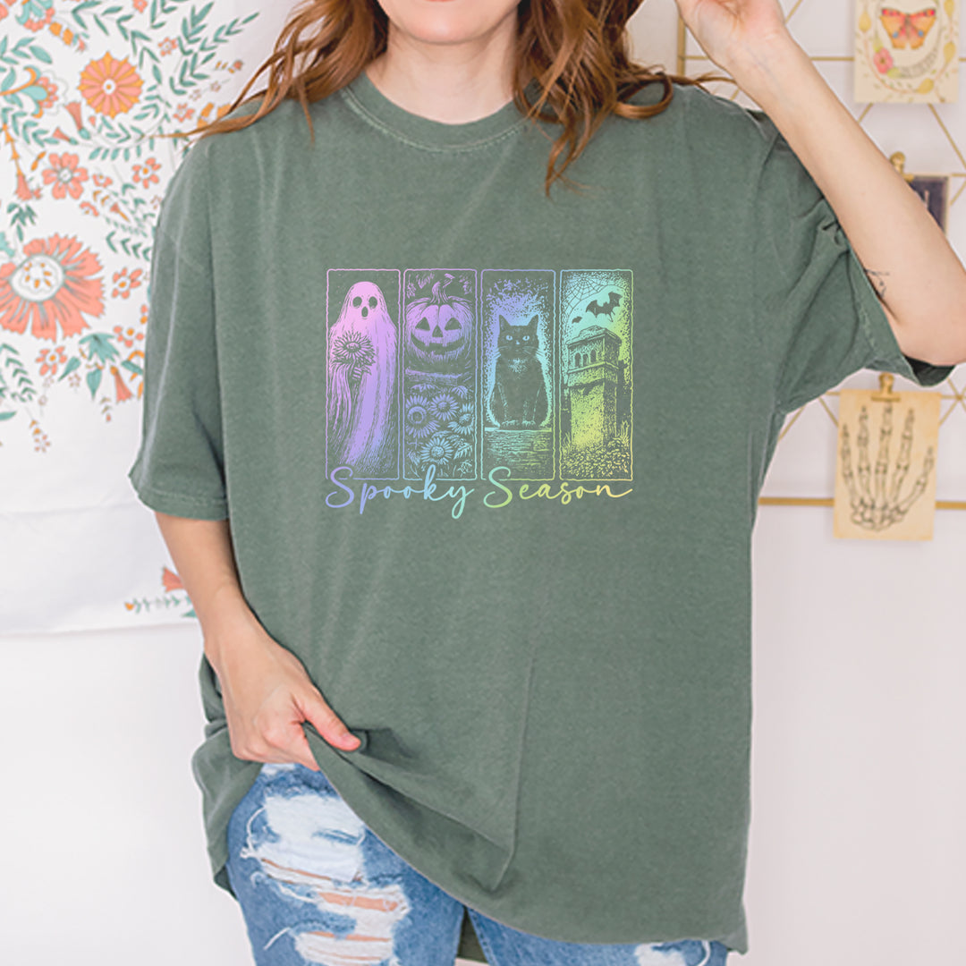 Spooky Season Cute Pastel Halloween Design Vintage Soft Unisex T-shirt 