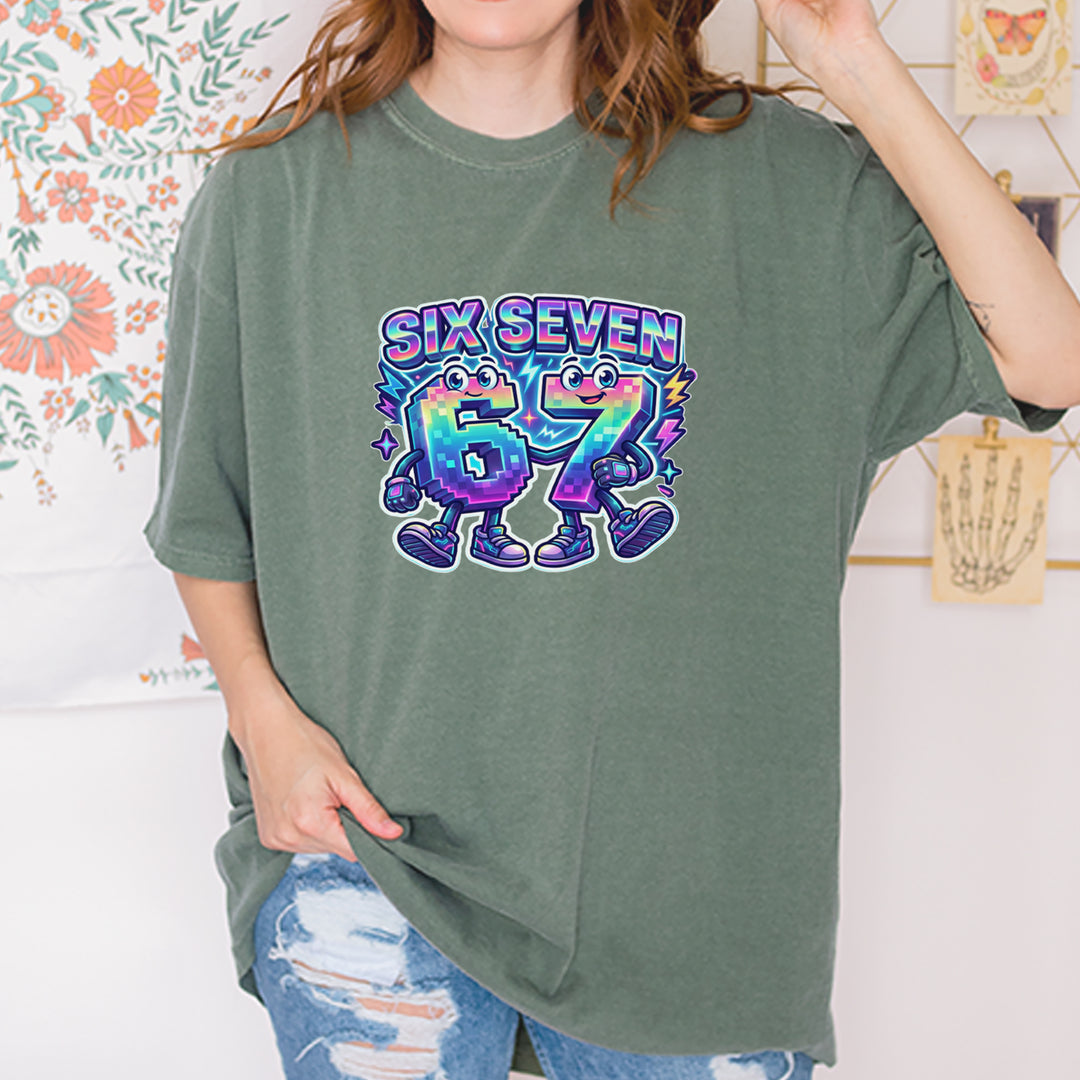 Six Seven 67 Retro Pixel Buddies Vintage Soft Unisex T-shirt 