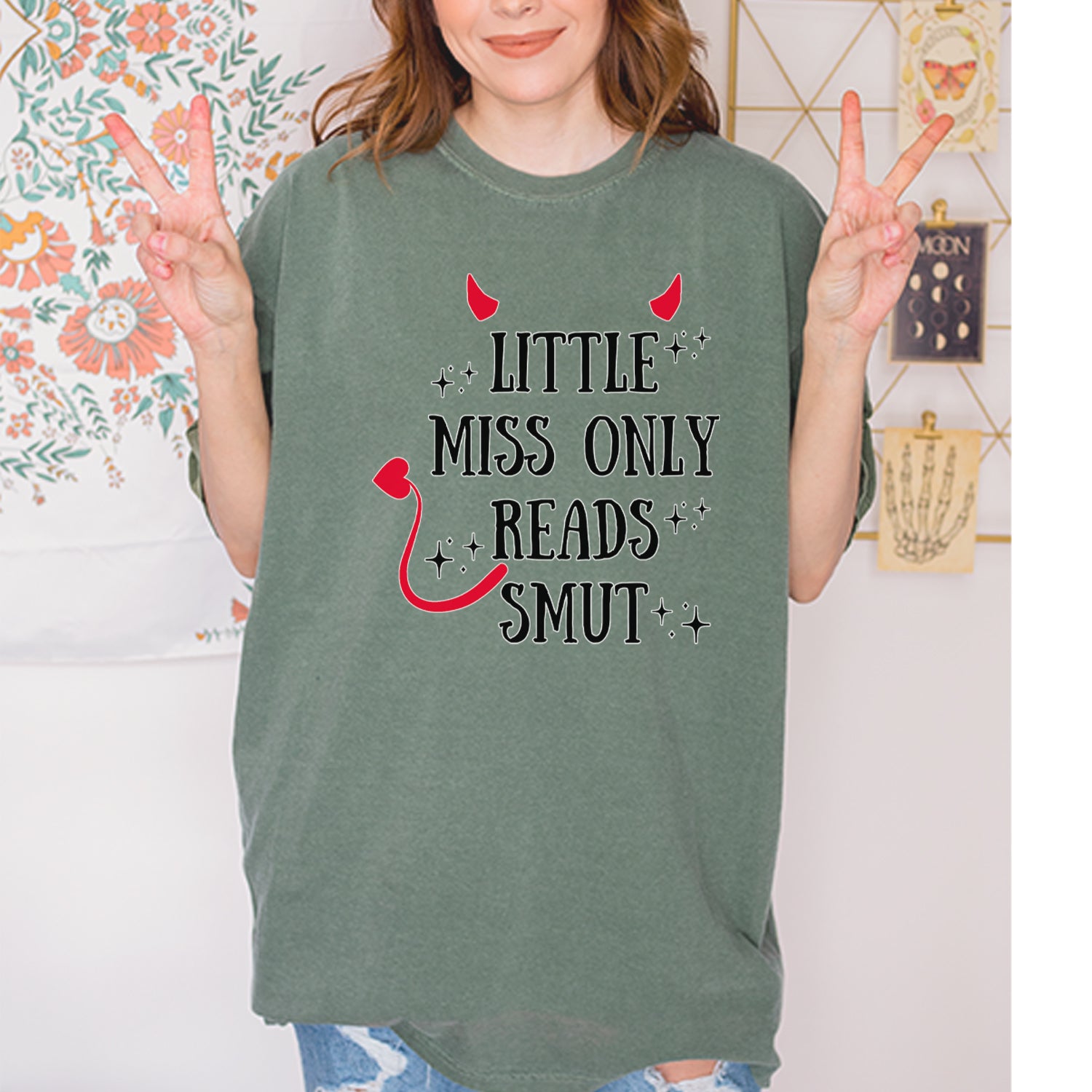 Little Miss Only Reads Smut Devilish Vintage Soft Unisex T-shirt 