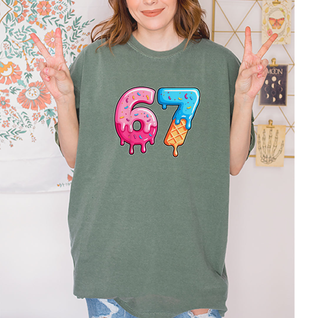 67 Dripping Ice Cream Donut Melt Vintage Soft Unisex T-shirt 