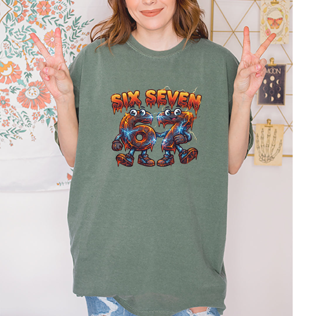 67 Lava Lightning Six Seven Meme Vintage Soft Unisex T-shirt 